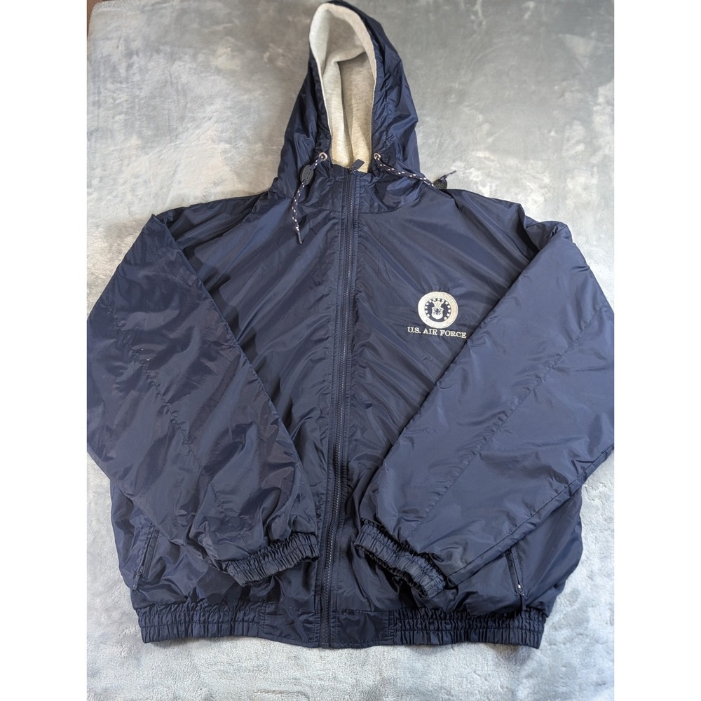 Vtg 90s US Navy Windbreaker Jacket Mens XL Blue Gear For Sports Tackle Twill